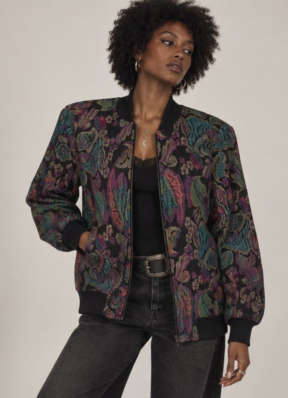 VTG 80s 90s Lori Jacquard Tapestry Bomber Jacket M Retro Bohemian Whimsigoth